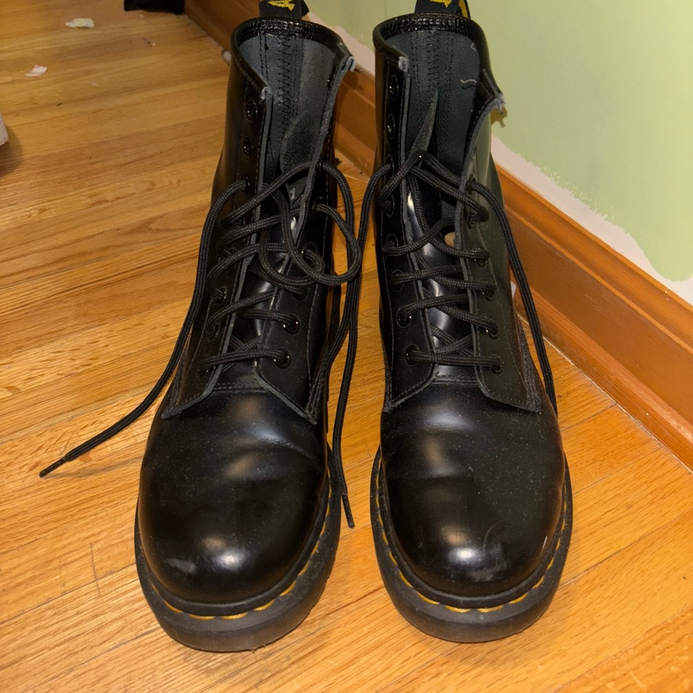 Black Leather Lace-Up Boots